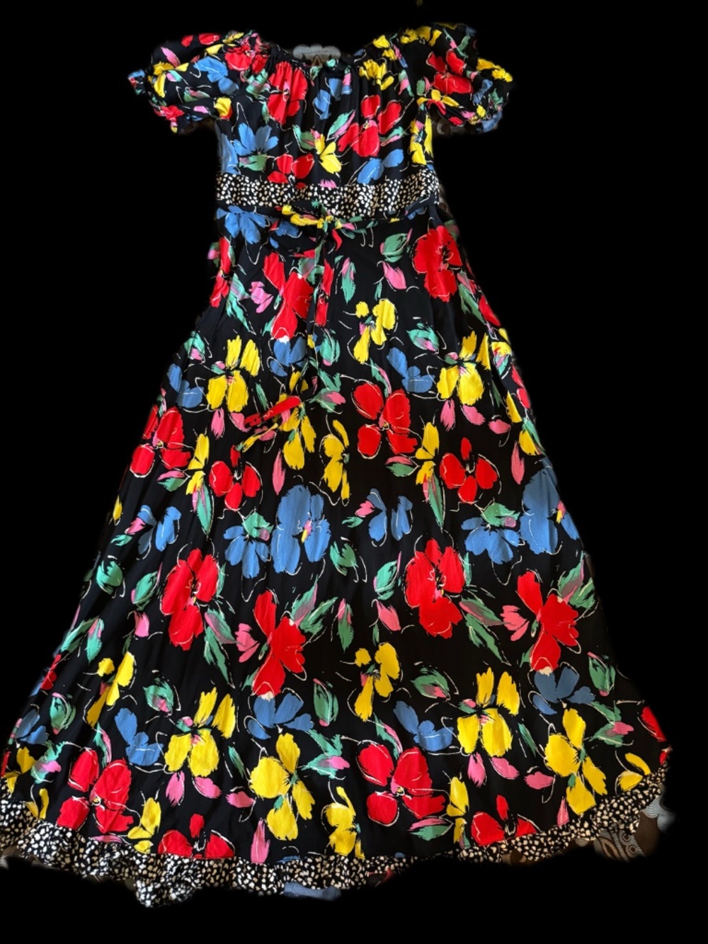 RIXO for Target black multi-color floral off-the-shoulder  maxi - size 6 - Picture 3 of 8